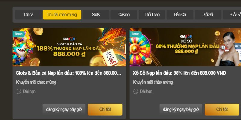 Khuyến mãi slots & bắn cá GA888